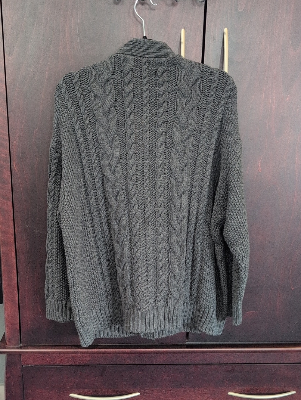 Quince Organic Cotton Cable Knit Cardigan Small Charcoal - Picture 3 of 6
